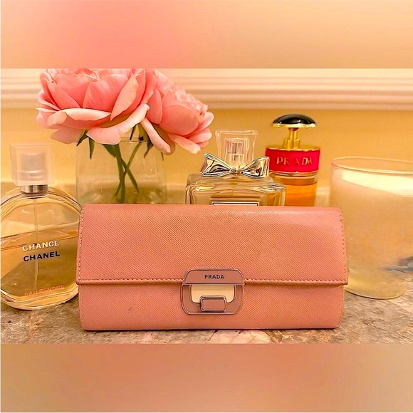 Prada Handbags - Prada Saffiano Leather Pink Continental Long Wallet Authentic